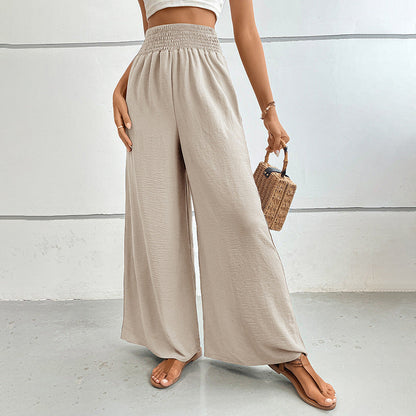 Women's wide-leg summer trousers with elasticated waistband NOVAE
