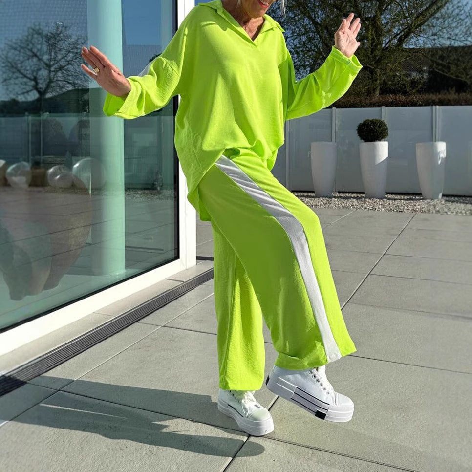 Women's relaxed leisure suit with shirt and wide-legged trousers NOVAE