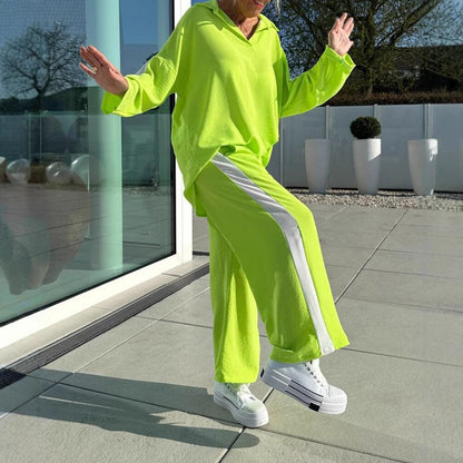 Women's relaxed leisure suit with shirt and wide-legged trousers NOVAE