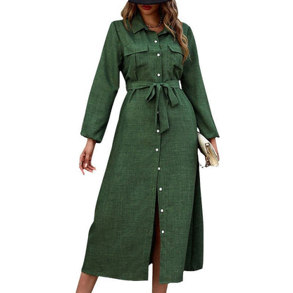 Women's shirt dress with tie belt and patch pockets NOVAE