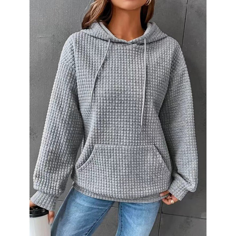 Women's waffle-textured hoodie with a comfortable fit and practical pocket NOVAE