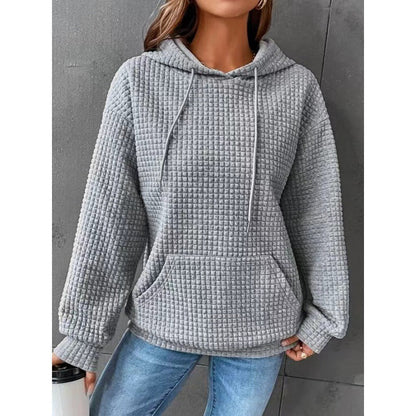 Women's waffle-textured hoodie with a comfortable fit and practical pocket NOVAE