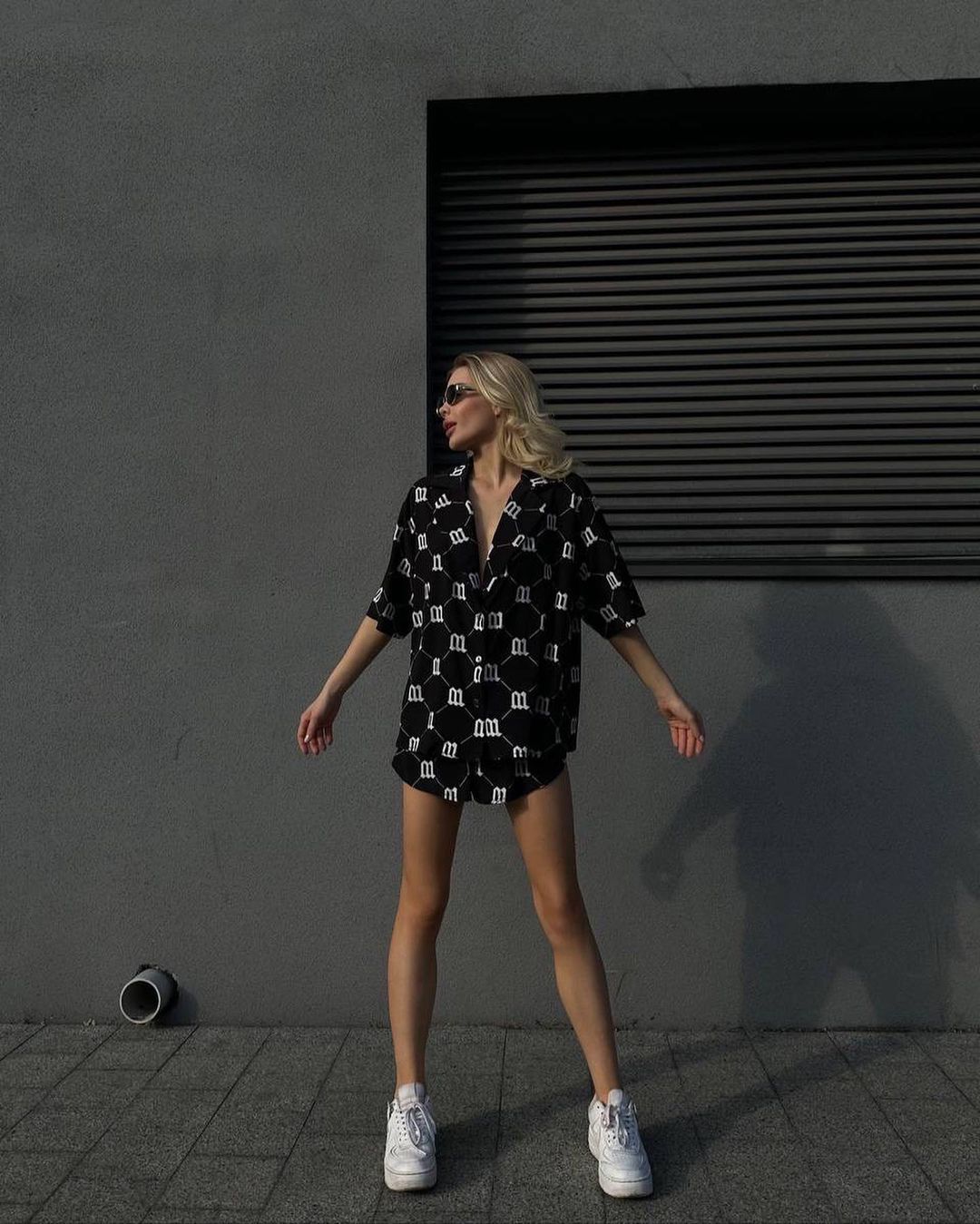 Women's casual short-sleeved pajama set with stylish pattern NOVAE