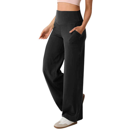 Women's wide-leg high-waisted leisure trousers with practical pockets NOVAE