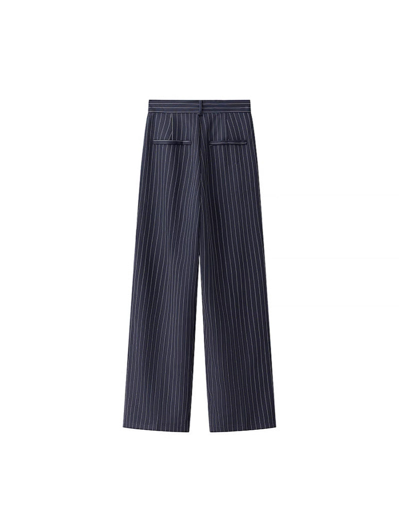 Women's wide-leg high-waisted trousers with elegant stripes NOVAE
