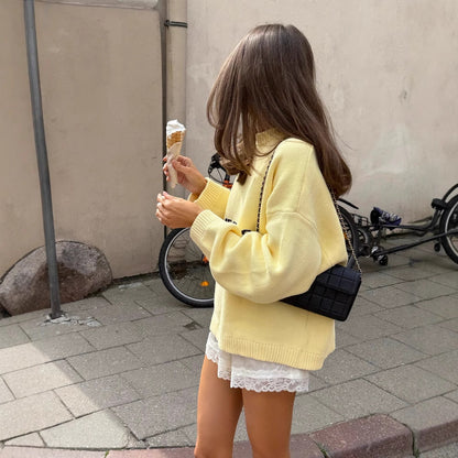 Women's patterned knit sweater with an oversized cut and elegant silhouette NOVAE