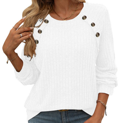 Women's sweater with decorative buttons and textured design NOVAE