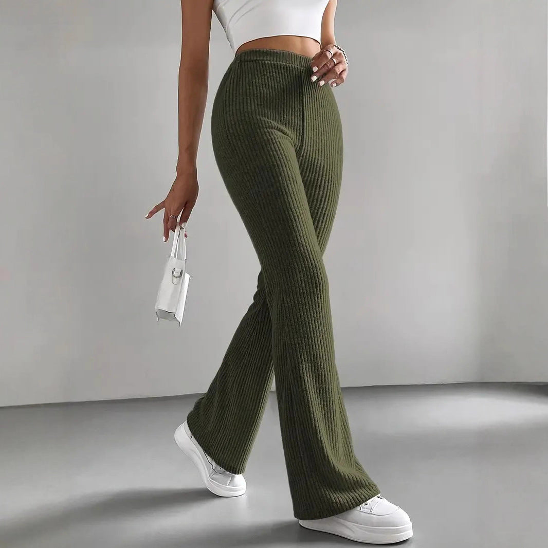 Women's Elegant and Comfortable Ribbed High-Waisted Trousers NOVAE