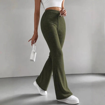 Women's Elegant and Comfortable Ribbed High-Waisted Trousers NOVAE
