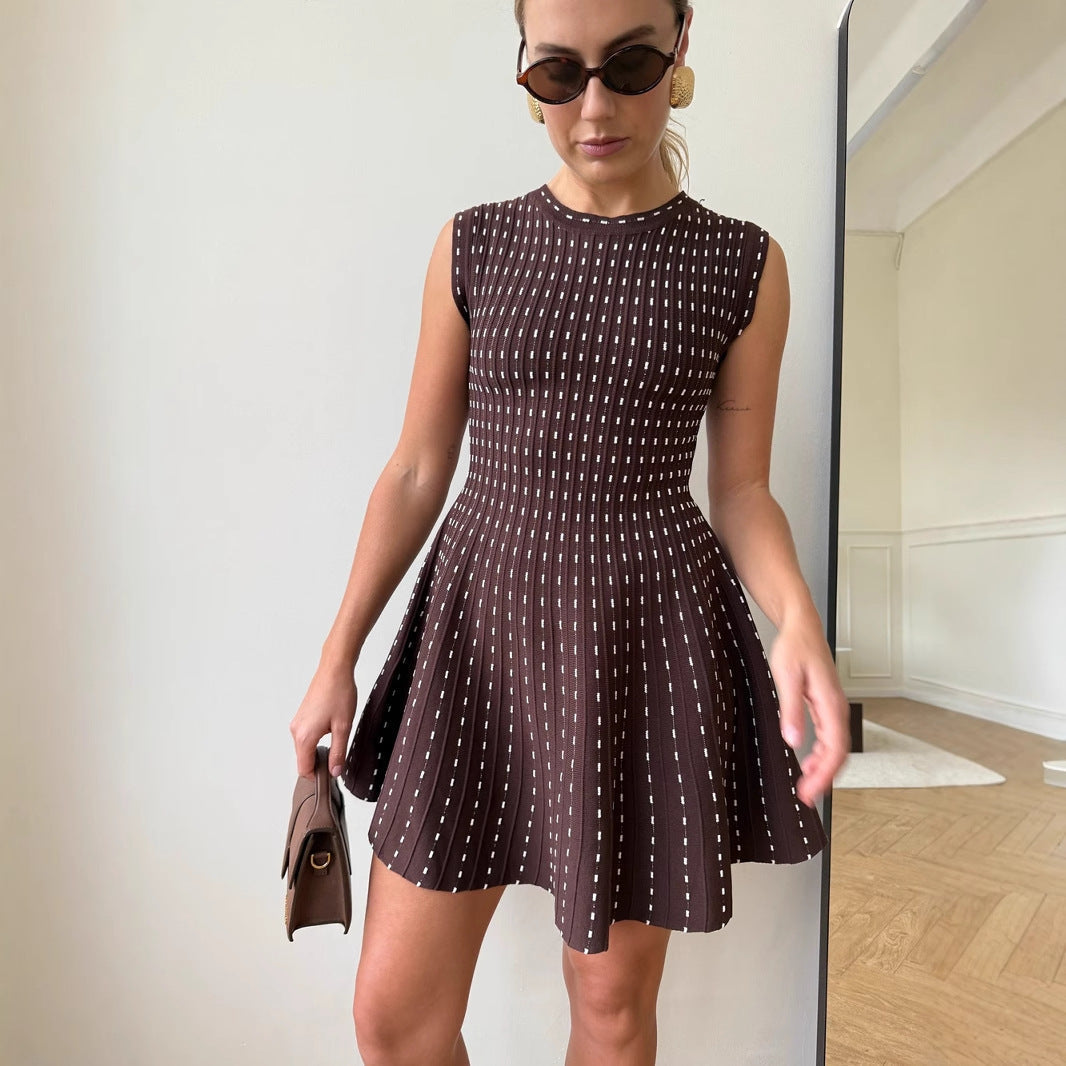 Women's knit dress with elegant rib pattern and feminine silhouette NOVAE