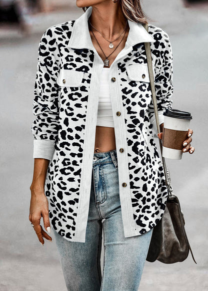 Women's Oversized Leopard Print Shirt Jacket NOVAE