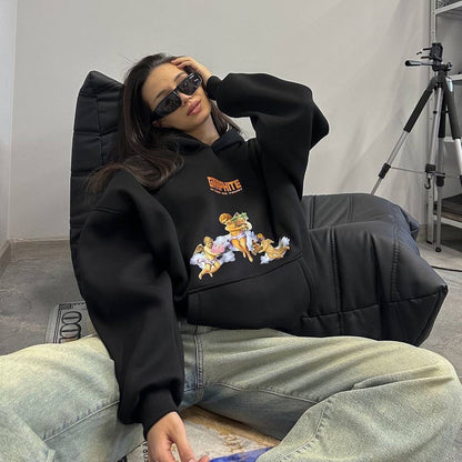 Women's oversized hoodie with creative print and relaxed fit NOVAE