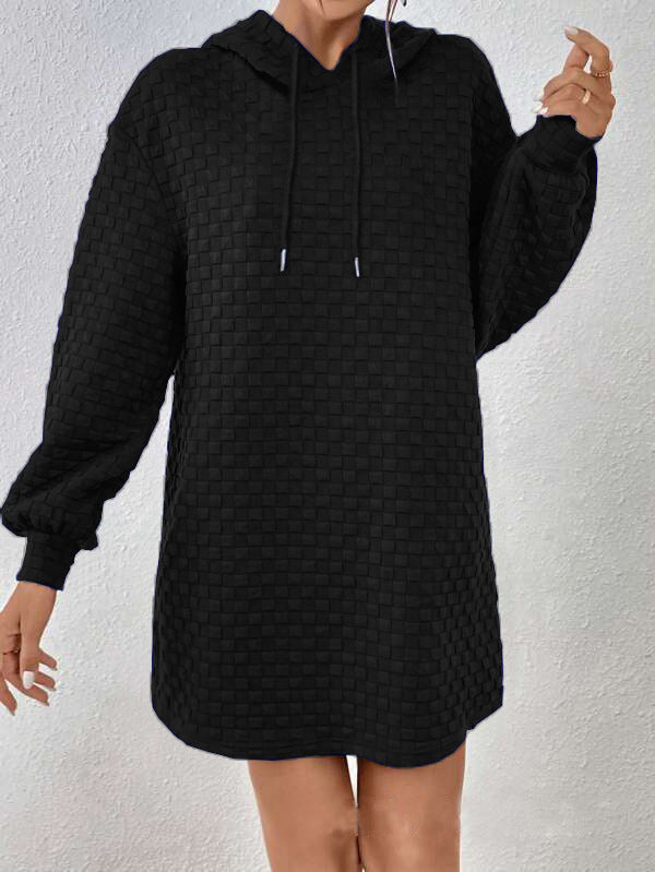 Women's hooded dress in textured material NOVAE