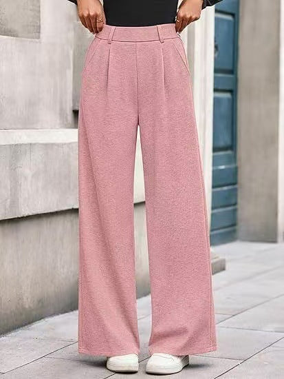 Women's wide-leg trousers with a high waistband and practical side pockets NOVAE