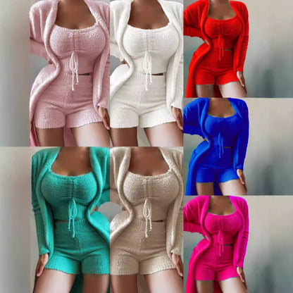 Women's casual outfit with short top and long cardigan NOVAE