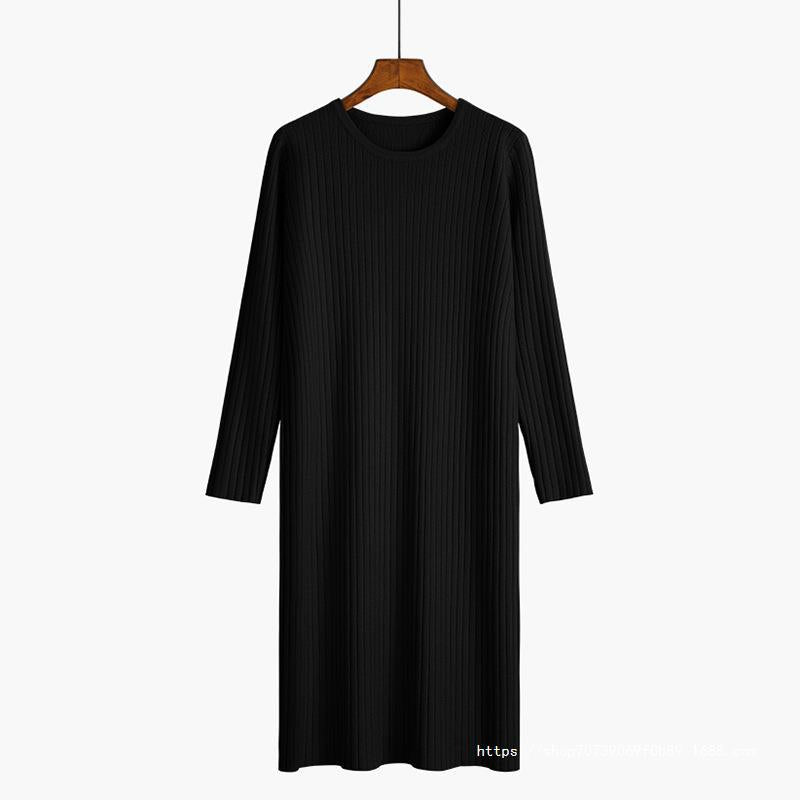 Women's knit dress with fine rib structure NOVAE