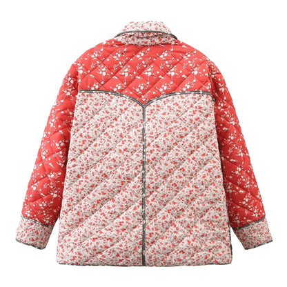 Women's quilted blazer jacket with floral pattern NOVAE