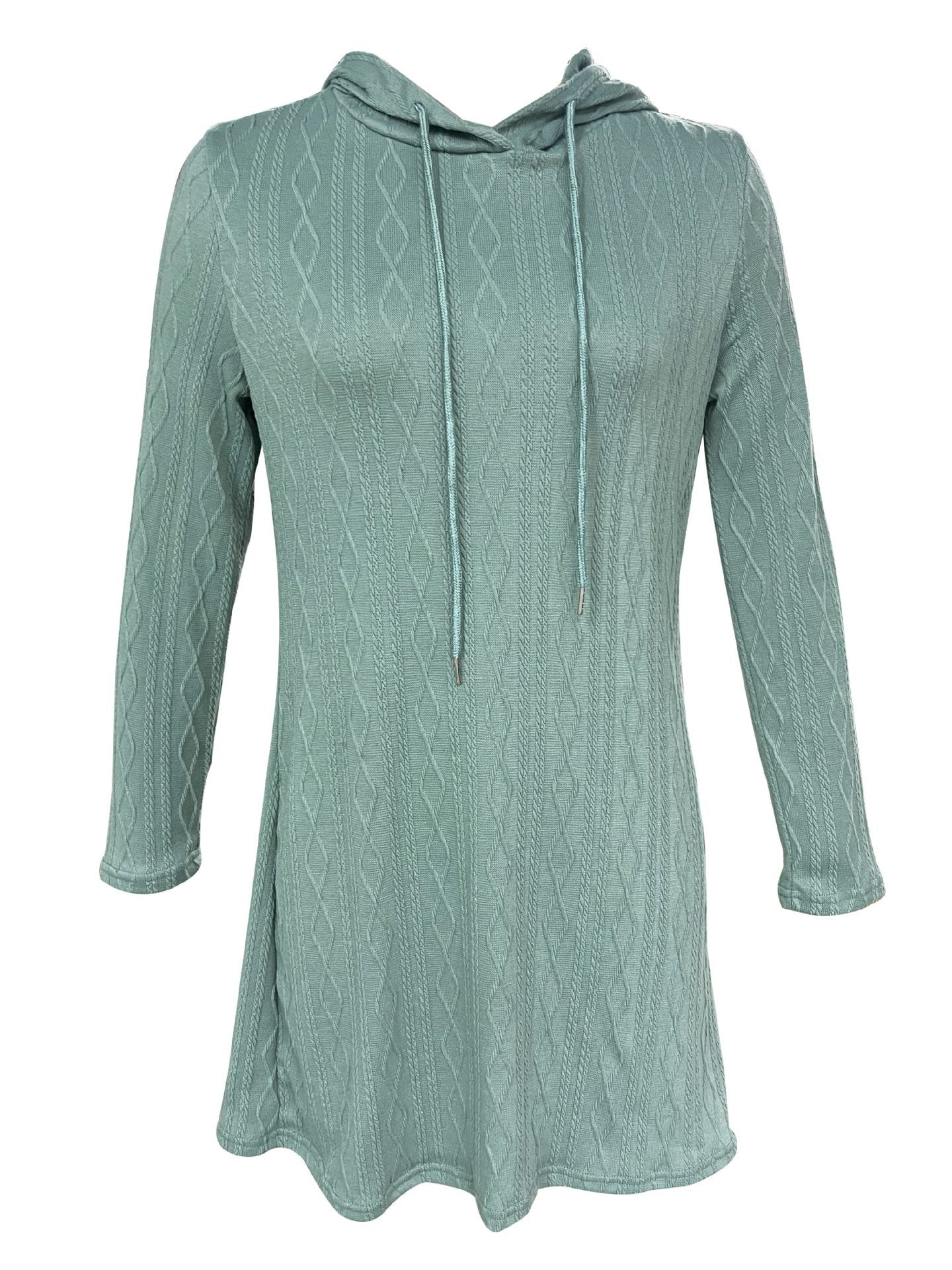 Women's hooded dress with structured knit pattern and relaxed fit NOVAE