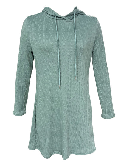 Women's hooded dress with structured knit pattern and relaxed fit NOVAE