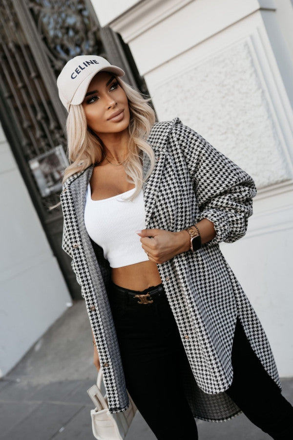 Women's Oversized Shirt Dress in a Modern Check Pattern NOVAE