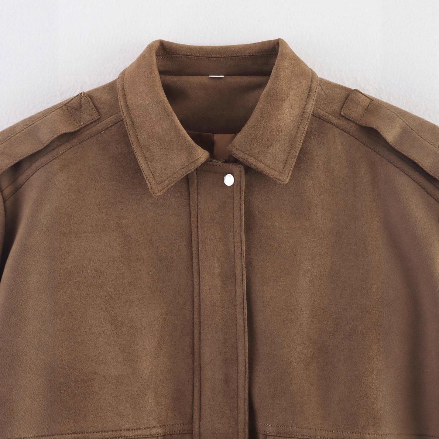 Women's casual faux leather jacket in an oversized cut with practical pockets NOVAE