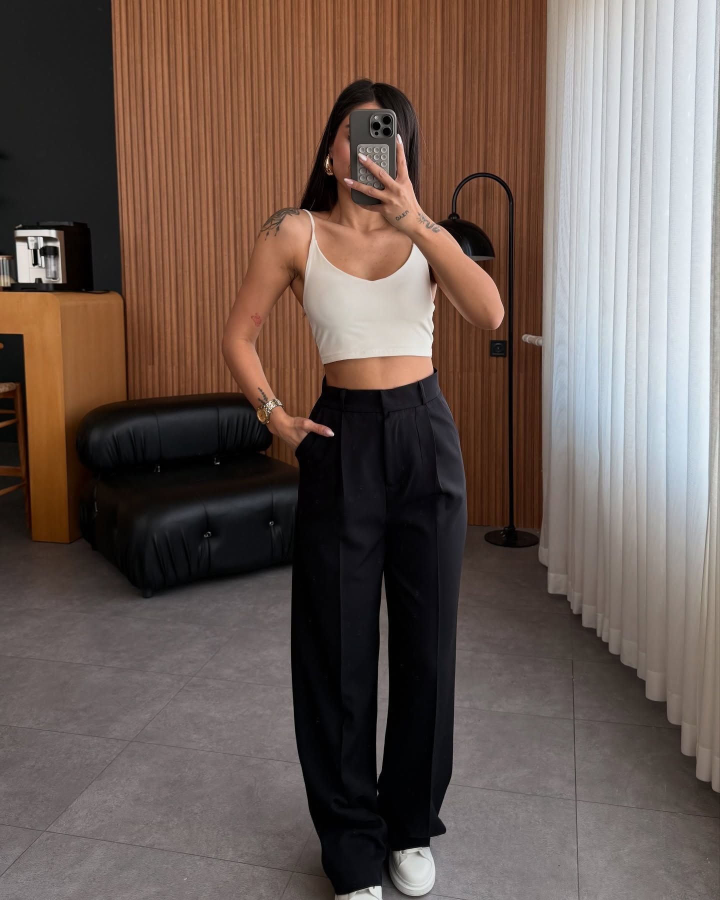 Women's high-waisted, straight-leg trousers NOVAE