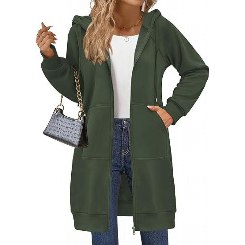 Women's fashionable hooded jacket with side pockets and zipper NOVAE