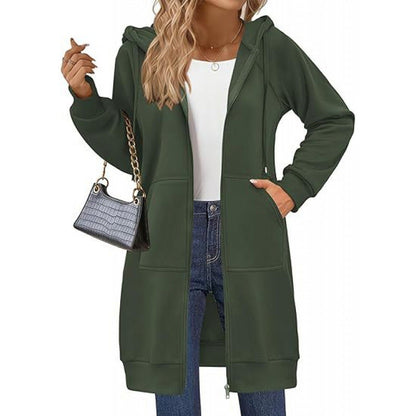 Women's fashionable hooded jacket with side pockets and zipper NOVAE