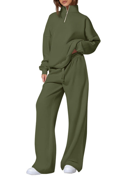 Women's casual sweatpants set with stand-up collar and zipper NOVAE