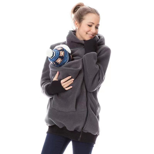 Women's carrier jacket made of cozy fleece with an extended cut NOVAE