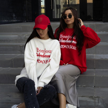 Women's casual sweatshirt with creative lettering NOVAE