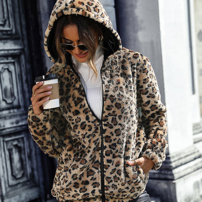 Women's Urban Cozy Jacket with Leopard Print NOVAE