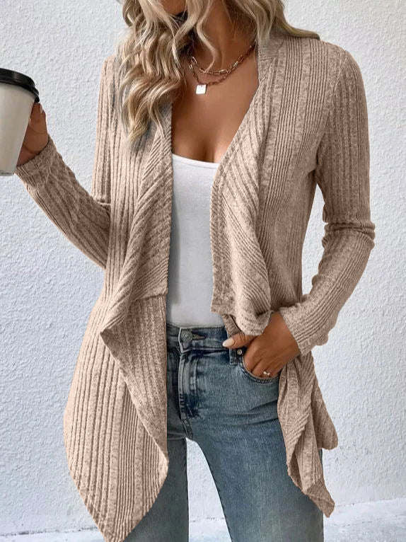 Women's casual cardigan with asymmetrical hem and open design NOVAE