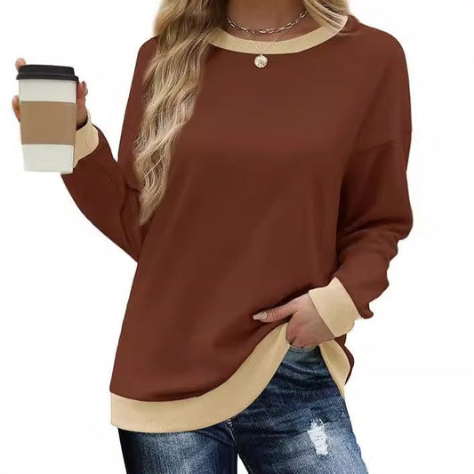 Women's comfortable sweatshirt with raglan sleeves and decorative collar NOVAE