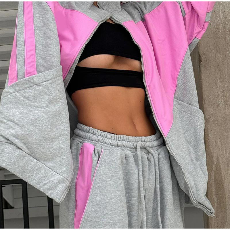 Women's tracksuit with contrasting colors and high collar NOVAE