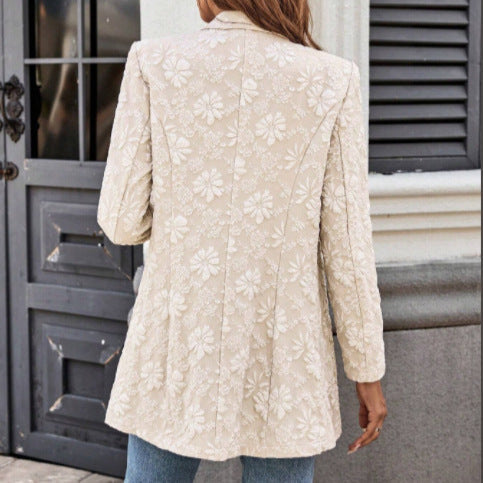 Women's Elegant Blazer Jacket with Floral Embroidery Design NOVAE