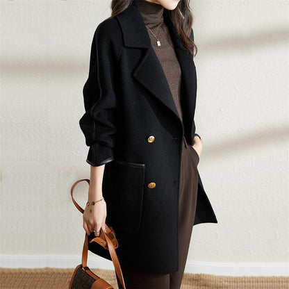 Women's fashionable double-breasted coat with stylish details and practical pockets NOVAE