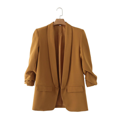 Women's elegant blazer with rolled-up sleeves and practical pockets NOVAE
