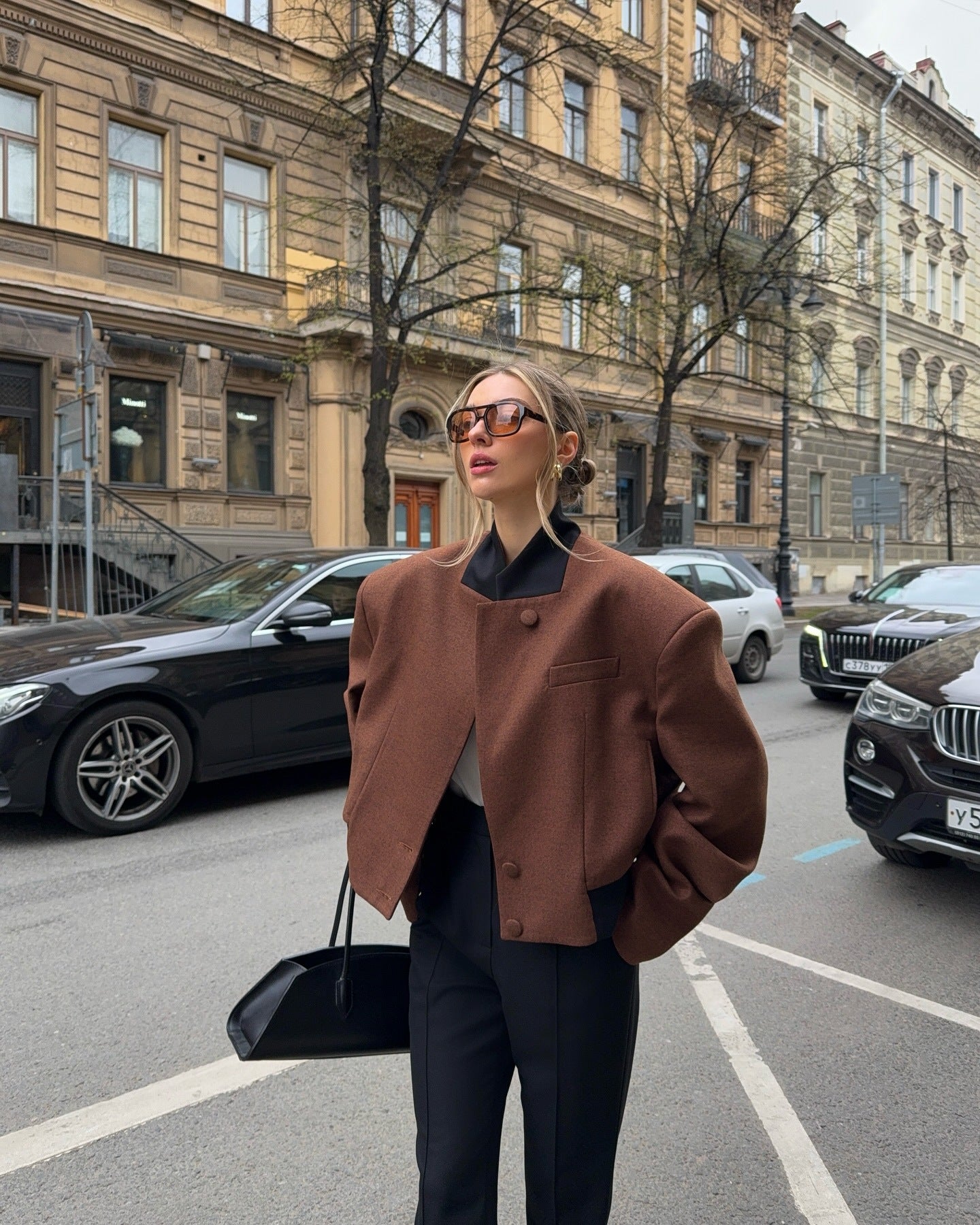 Women's fashionable short jacket with a classic cut NOVAE