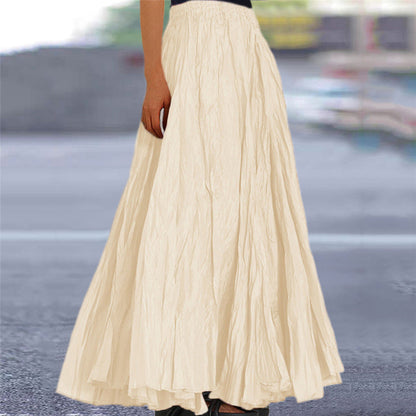 Women's long, flowing skirt with elastic waistband and modern texture NOVAE
