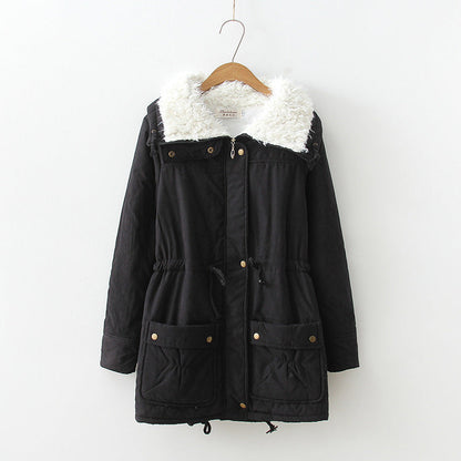 Women's transitional jacket with detachable faux fur collar and practical pockets NOVAE
