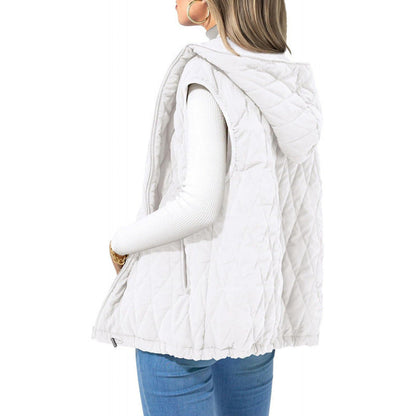 Women's quilted vest with hood and side zip pockets NOVAE