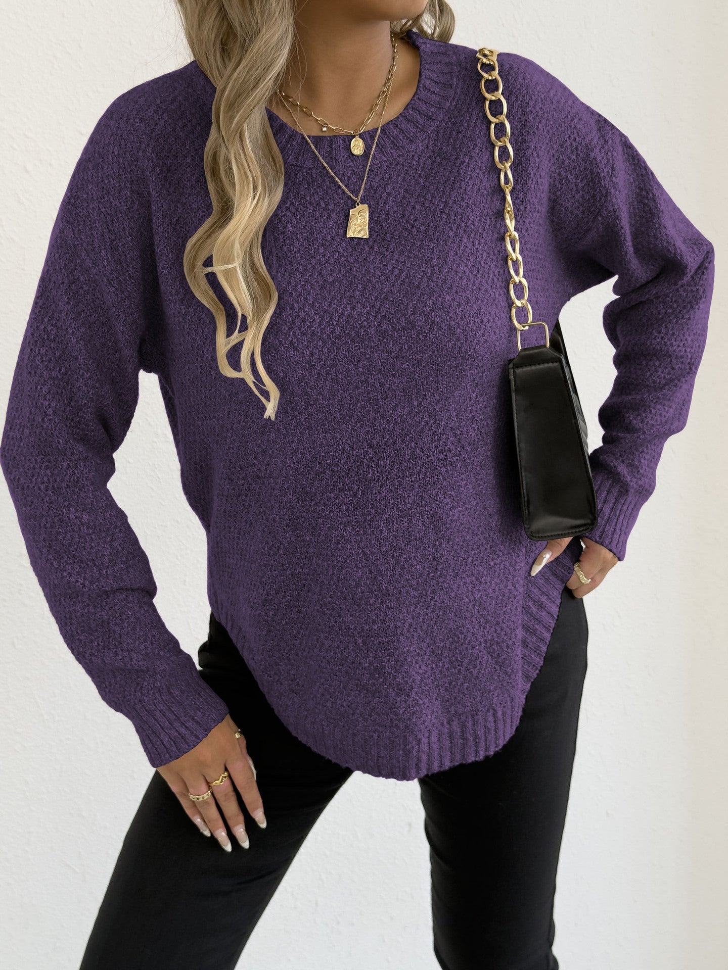 Women's casual knit sweater with high-quality textured pattern NOVAE