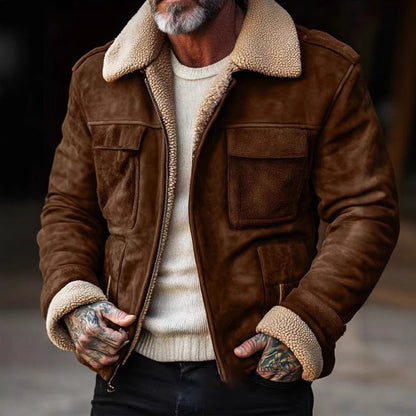 Men's stylish leather jacket with warm lining NOVAE