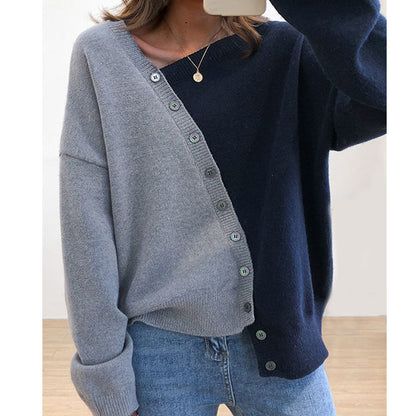 Women's fashionable cardigan with asymmetrical design and button details NOVAE