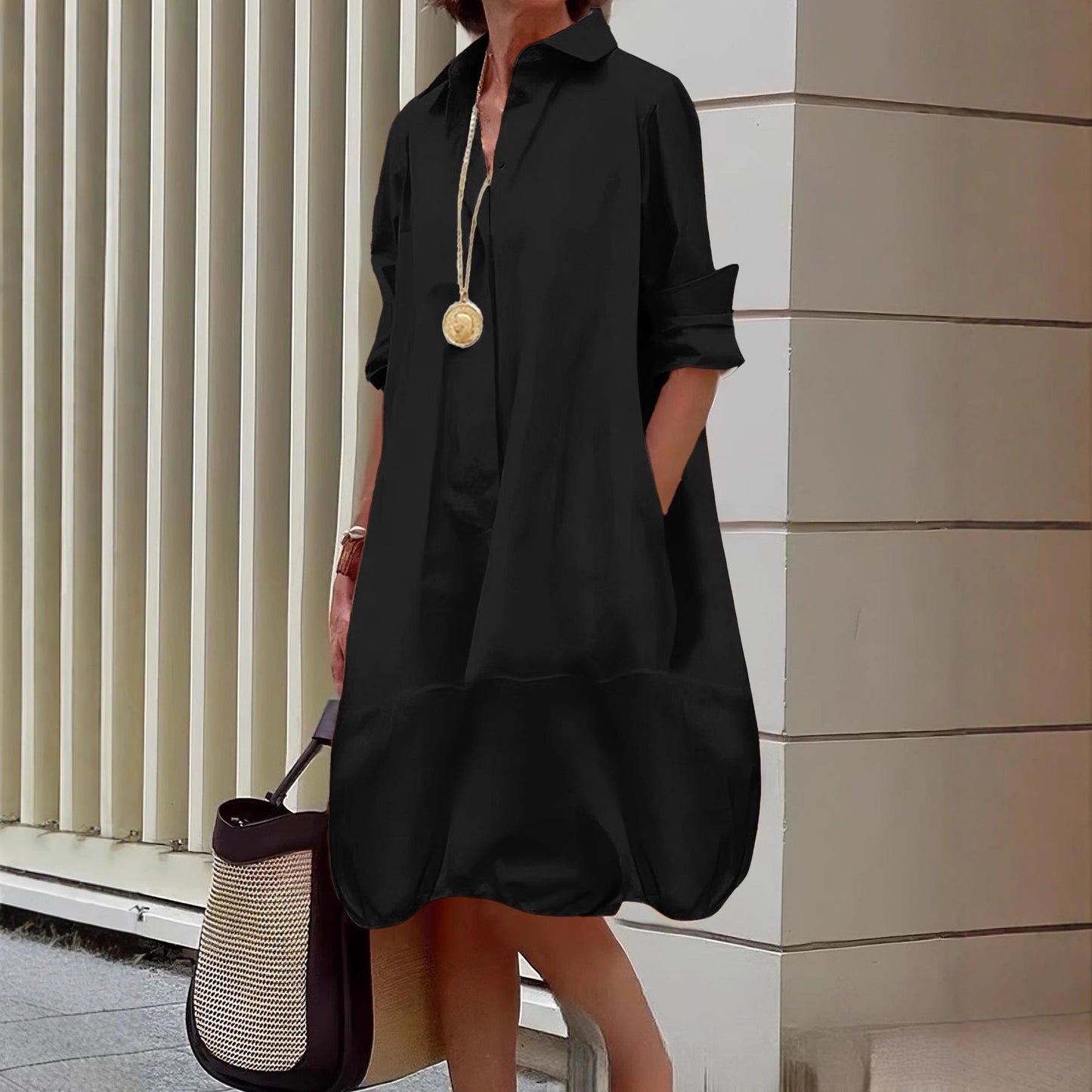 Women's Casual Shirt Dress with Wide Hem NOVAE