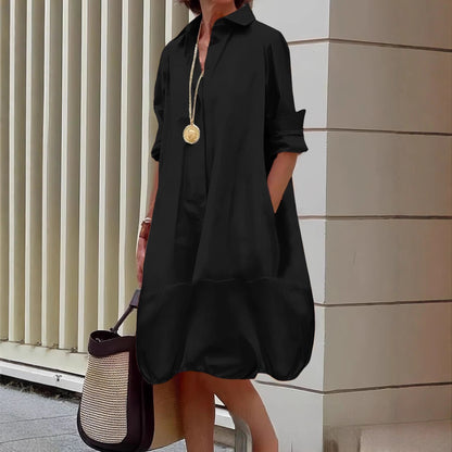 Women's Casual Shirt Dress with Wide Hem NOVAE