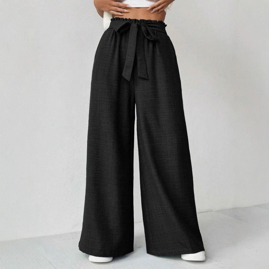 Women's wide-leg trousers with adjustable waistband NOVAE