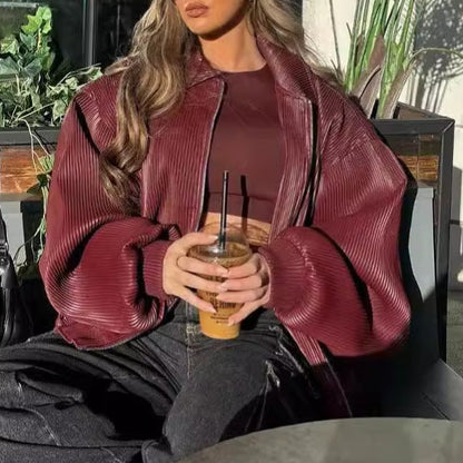 Women's pleated jacket in trendy oversized style NOVAE