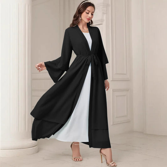Women's Elegant Long Kimono Jacket in Flowing Fabric with a Wide Fit NOVAE